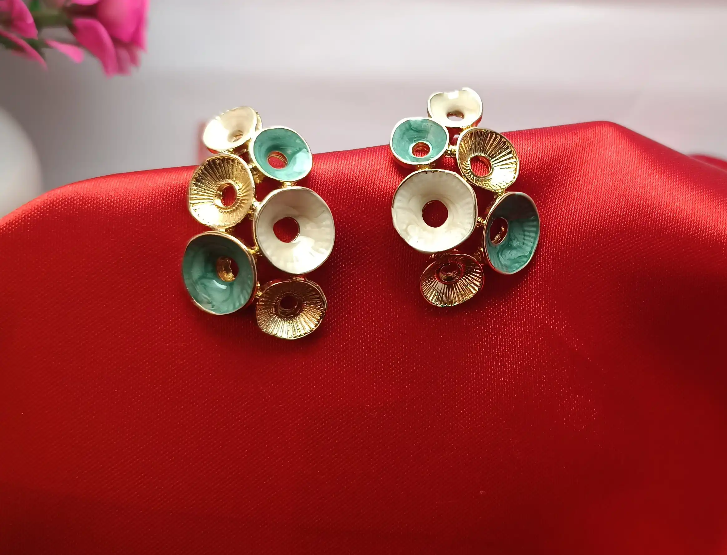 Aurora Bloom Korean Designer Stud Earrings